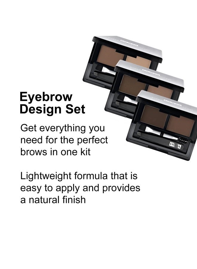 PUPA Milano Eyebrow Design Set - Essentials For Brow Grooming, Sculpting, and Shaping - Professional Tweezers, Angled Brush and Comb, Powder, Wax - Dermatologist Tested - 003 Dark Brown - 0.039 oz - Image 2