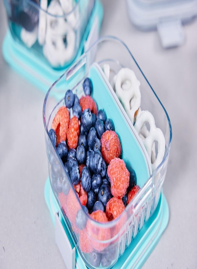باكيت علبة تخزين طعام PackIt Mod Snack Bento، لون أخضر نعناعي، قاعدة شفافة مقاومة للكسر، مع فواصل وغطاء مقاوم للتسرب، قابلة للاستخدام في الميكروويف، آمنة للاستخدام في غسالة الأطباق، مثالية للوجبات الخفيفة - Image 2