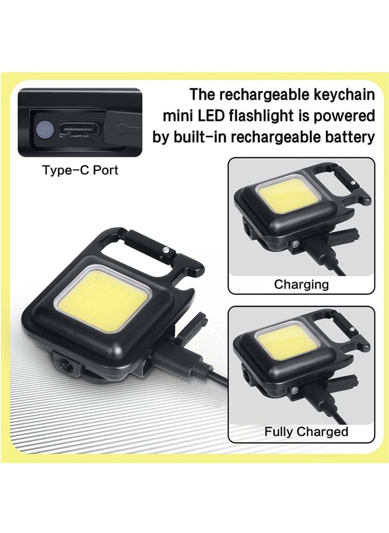 ELTRAZONE - Small Flashlights, 800Lumens Bright Rechargeable Keychain Mini Flashlight 4 Light Modes Portable Pocket Light with Folding Bracket Bottle Opener and Magnet Base - Image 1