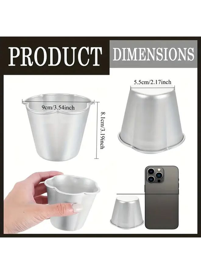 8Pcs Aluminum Alloy Non Stick Petals Cup Pudding Molds For Baking Muffins Tarts Cakes - Image 3