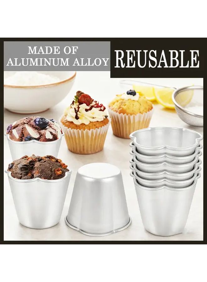 8Pcs Aluminum Alloy Non Stick Petals Cup Pudding Molds For Baking Muffins Tarts Cakes - Image 2