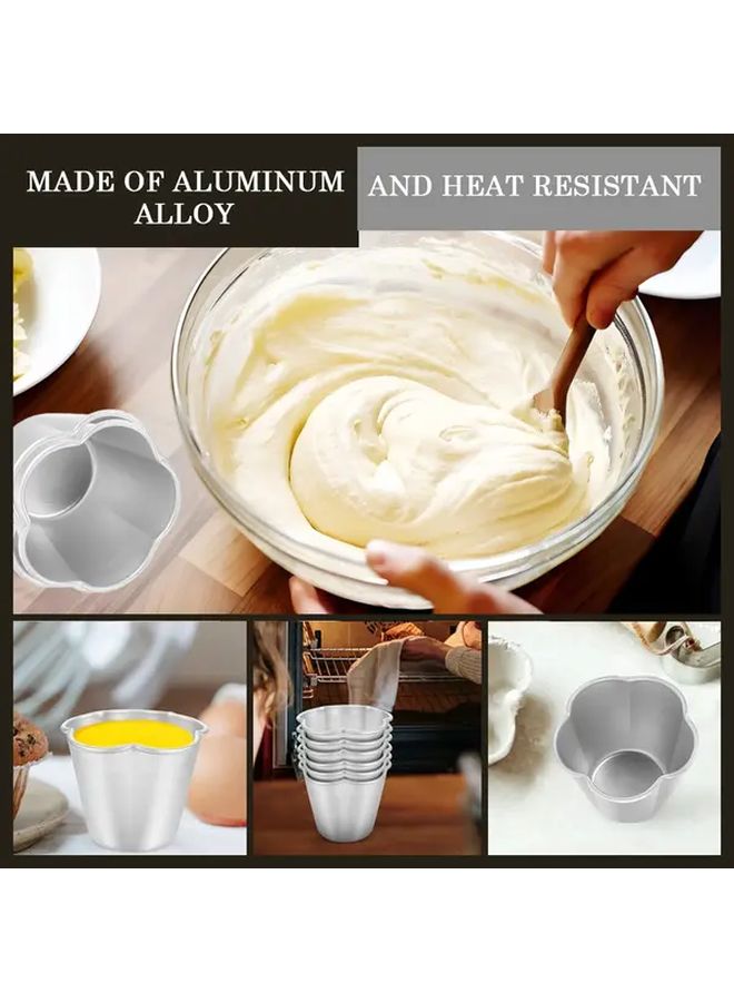 8Pcs Aluminum Alloy Non Stick Petals Cup Pudding Molds For Baking Muffins Tarts Cakes - Image 5