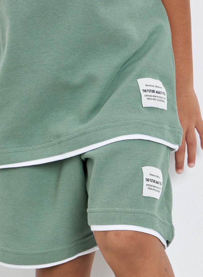 ستايلي طقم منسق من شورت وتيشيرت قطني محبوك - Image 3