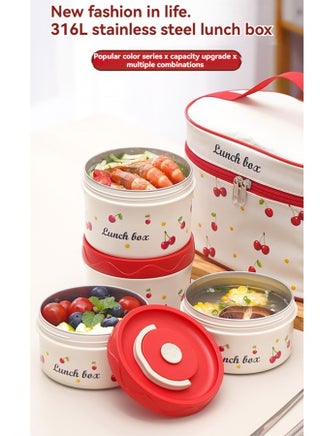 Portable Insulated Food Lunch Container Set with Thermal Lunch Box 4 Separate Stackable Lunch Container for Adult Kids Men Women - view 2