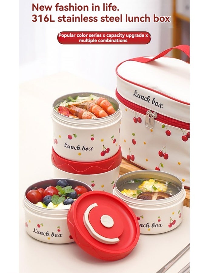 Beauenty Portable Insulated Food Lunch Container Set with Thermal Lunch Box 4 Separate Stackable Lunch Container for Adult Kids Men Women - Image 2