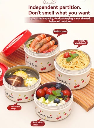 Portable Insulated Food Lunch Container Set with Thermal Lunch Box 4 Separate Stackable Lunch Container for Adult Kids Men Women - view 3