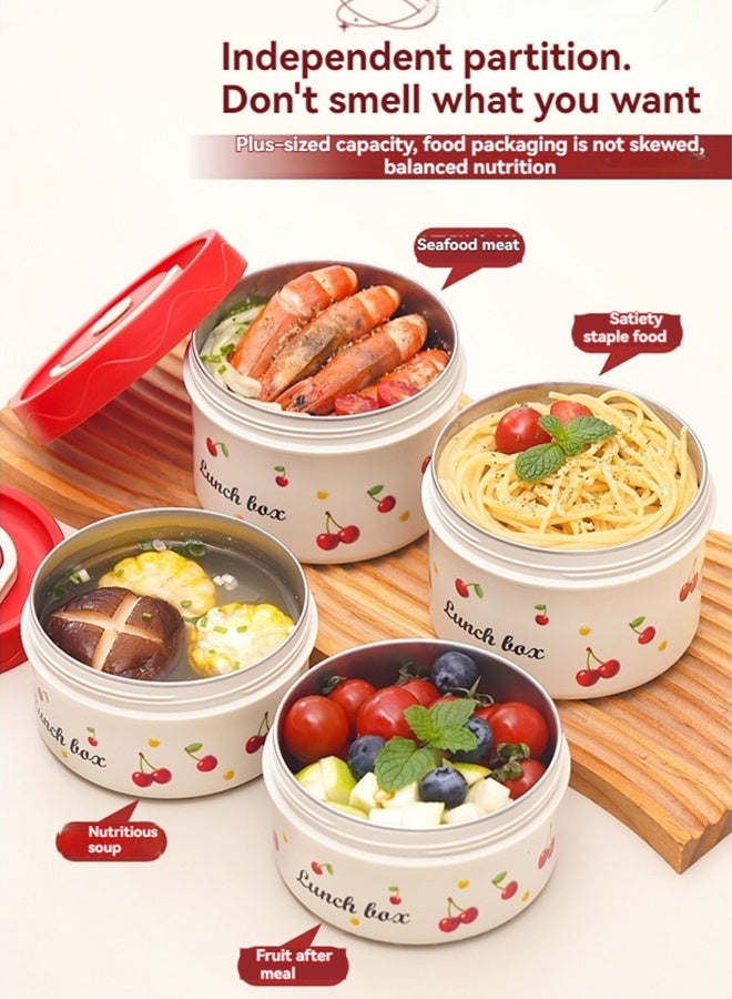 Beauenty Portable Insulated Food Lunch Container Set with Thermal Lunch Box 4 Separate Stackable Lunch Container for Adult Kids Men Women - Image 3