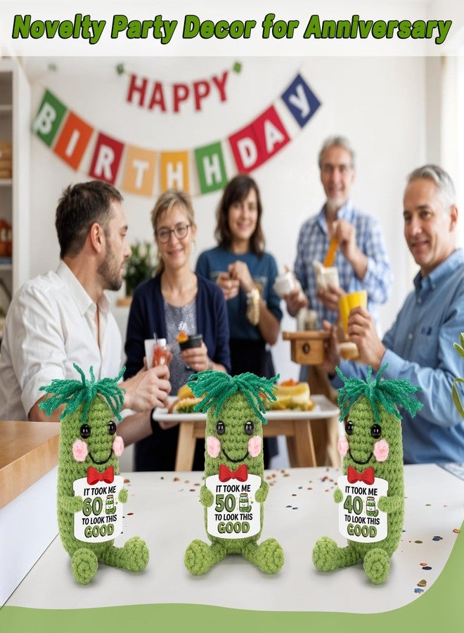 A AIFAMY Inspirational Birthday Gifts for Women Men, Crochet Pickle Doll for 40th 50th 60th, Funny Cucumber Toy with Cheerful Card for Men Women Pickle Lovers (40th Birthday) - Image 4