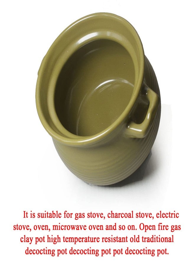 ZHCHSH Earthen Jar 2qt Casserole Dish Clay Hot Crock 2000ml with Lid Cooking Soup Ceramic Olive-green Crockpot - Image 3