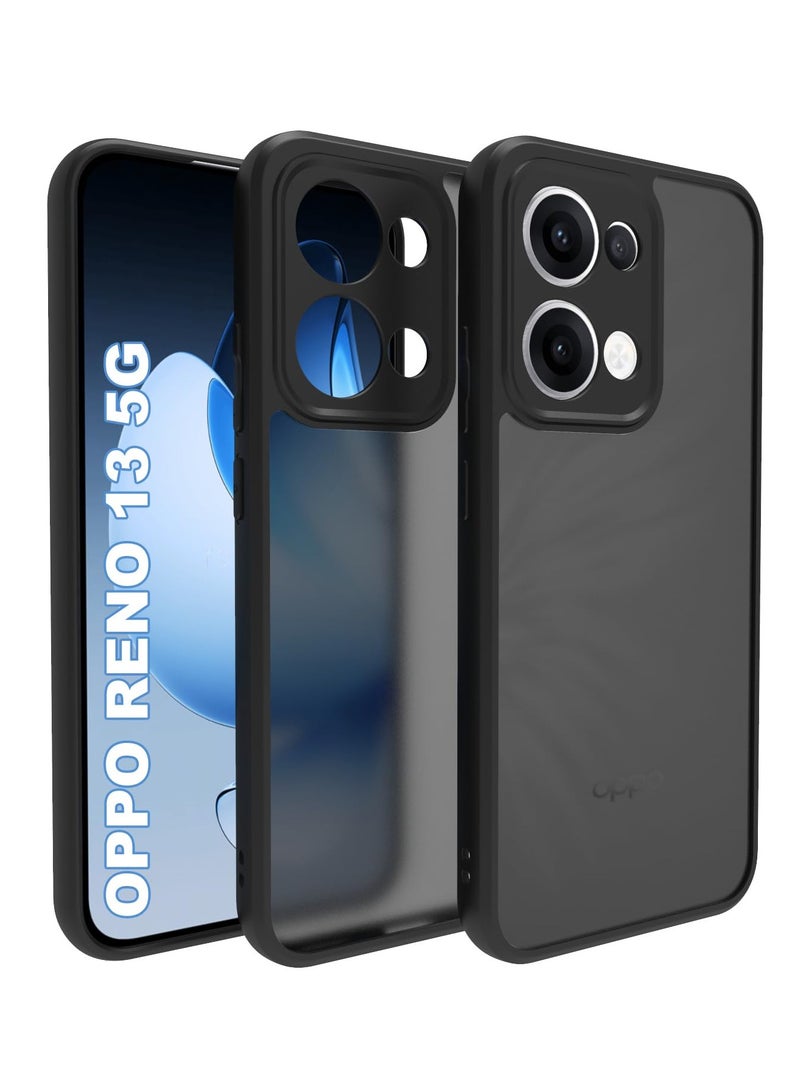 Case Cover Shockproof Hard PC Back Soft TPU Frame Matte Black Slim Protective Cover Compatible with  Oppo Reno 13 ( Black) - Image 1