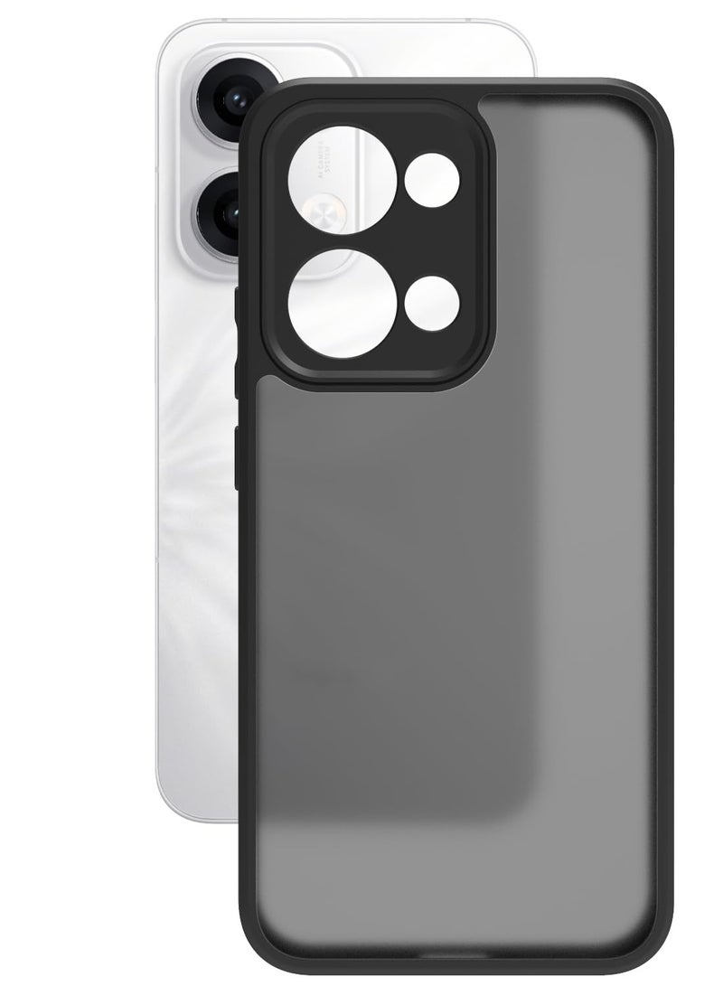 Case Cover Shockproof Hard PC Back Soft TPU Frame Matte Black Slim Protective Cover Compatible with  Oppo Reno 13 ( Black) - Image 3