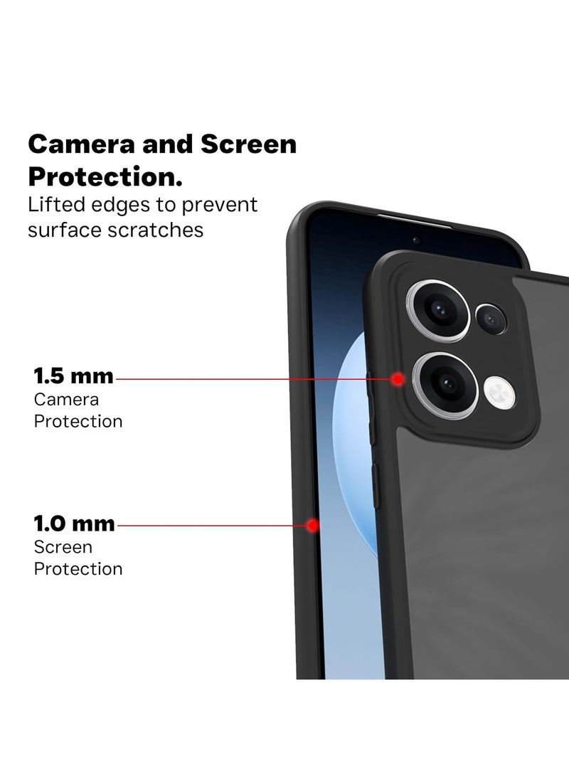 Case Cover Shockproof Hard PC Back Soft TPU Frame Matte Black Slim Protective Cover Compatible with  Oppo Reno 13 ( Black) - Image 4