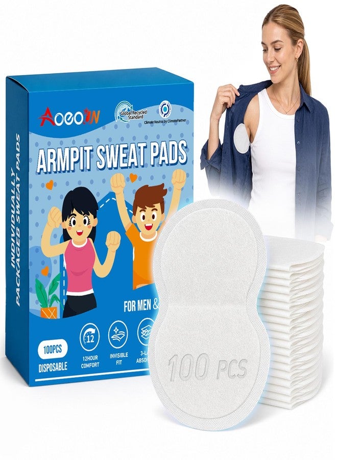 Aoeoun Underarm Sweat Pads, 100 Pack Armpit Sweat Pads for Women and Men, Sweat Protection Underarm Fight Hyperhidrosis Hidden, Comfortable for All Day USe, Idea for Daily Use, Sport, Travel - Image 1