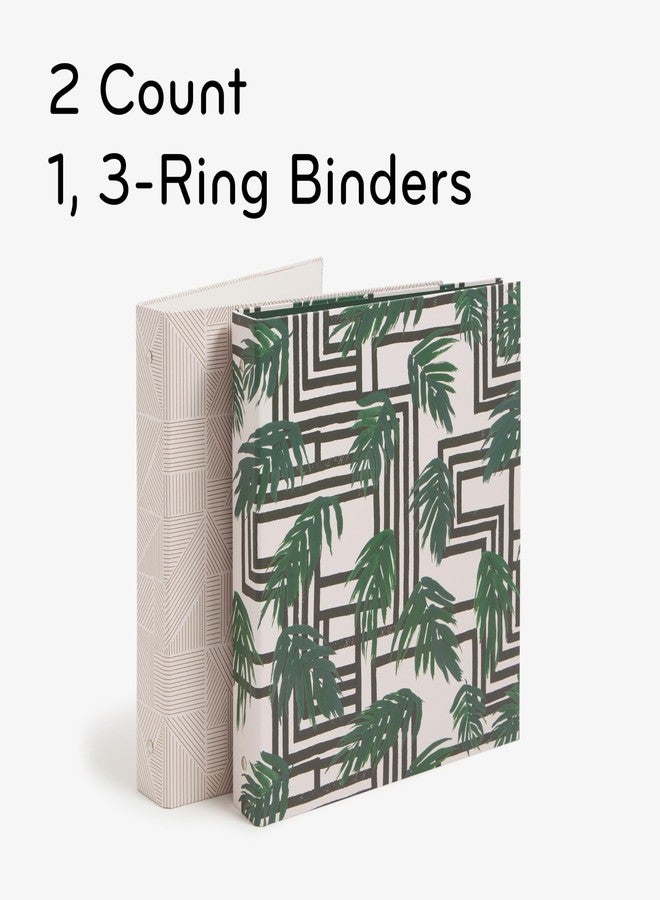 U Brands Eco-Conscious 1" Binders, Set of 2, Lush Stripes Prints, Silver Metal O-Rings - Image 2