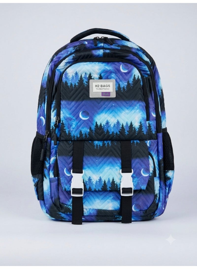 Large trendy school baded multizips bag backpack - Image 1