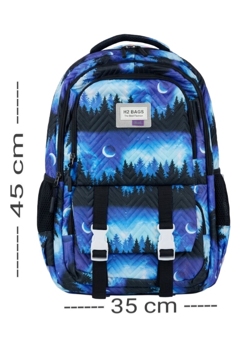 Large trendy school baded multizips bag backpack - Image 2