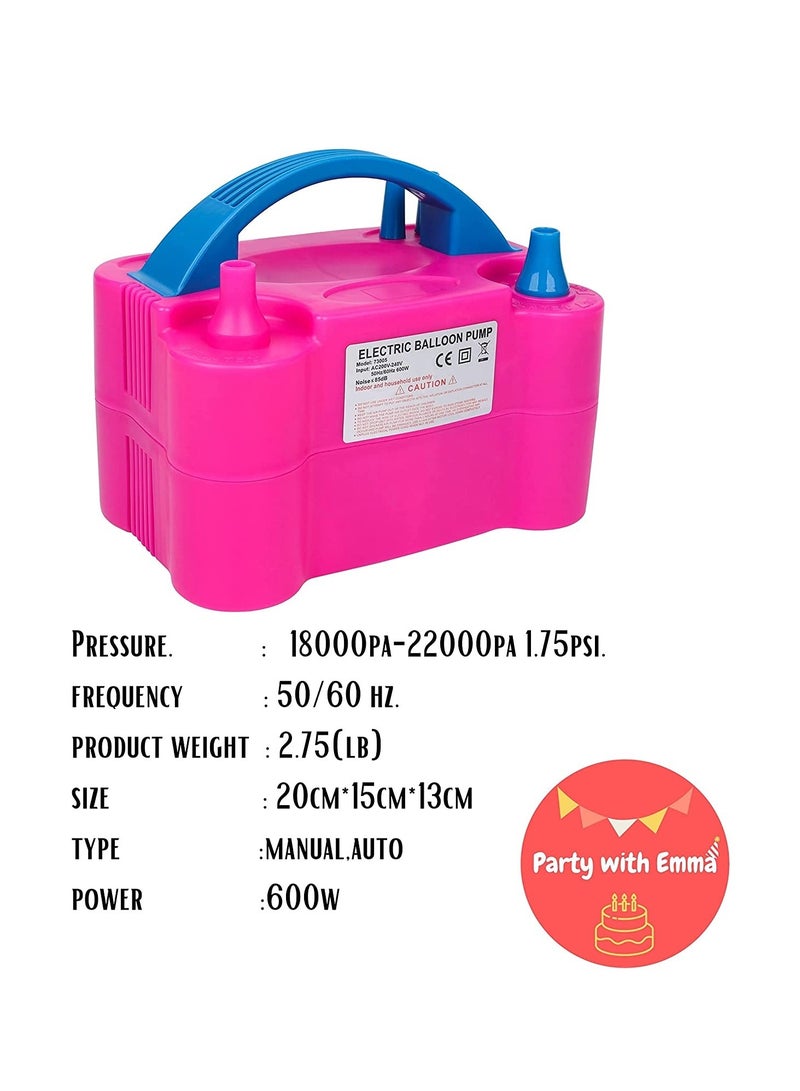 ELTRAZONE Electric Air Balloon Pump Multi Color Electric Balloon Pump Portable Air Blower Dual Nozzle Balloon Inflator for Fast and Easy Bulk Balloons Filling for Event and Party Decoration - Image 5