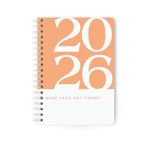 PAPBOO A5 Handy, Hardcover, Hardbound 2026 Diary with Calendar, Easy to Carry White Spiral Wiro Notebook: 80 GSM Paper, Ruled, 188 Pages, Journal, Diary, Gift (Orange) - Image 1