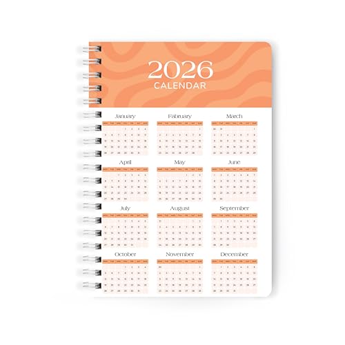 PAPBOO A5 Handy, Hardcover, Hardbound 2026 Diary with Calendar, Easy to Carry White Spiral Wiro Notebook: 80 GSM Paper, Ruled, 188 Pages, Journal, Diary, Gift (Orange) - Image 2