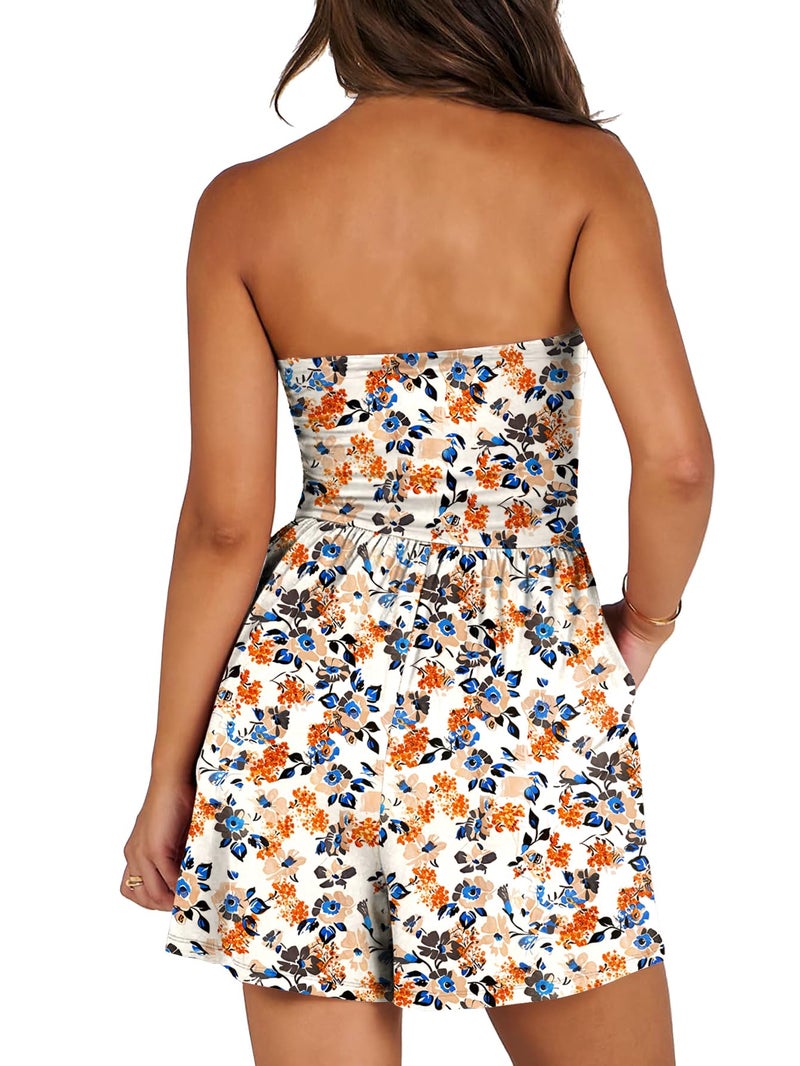 AUXDIO Women Summer Casual Strapless Romper Sleeveless Off Shoulder Short Jumpsuits 2026 Beach Vacation Clothes 7 X-Large - Image 5