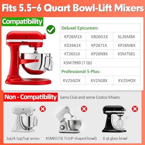 YIFOCUS Flex Edge Beater Compatible with KitchenAid 556 Quart BowlLift Stand Mixers 6QT Paddle Attachment Replacement with Silicone Scraper Heavy Duty Mixer Accessories Dishwasher Safe - Image 3