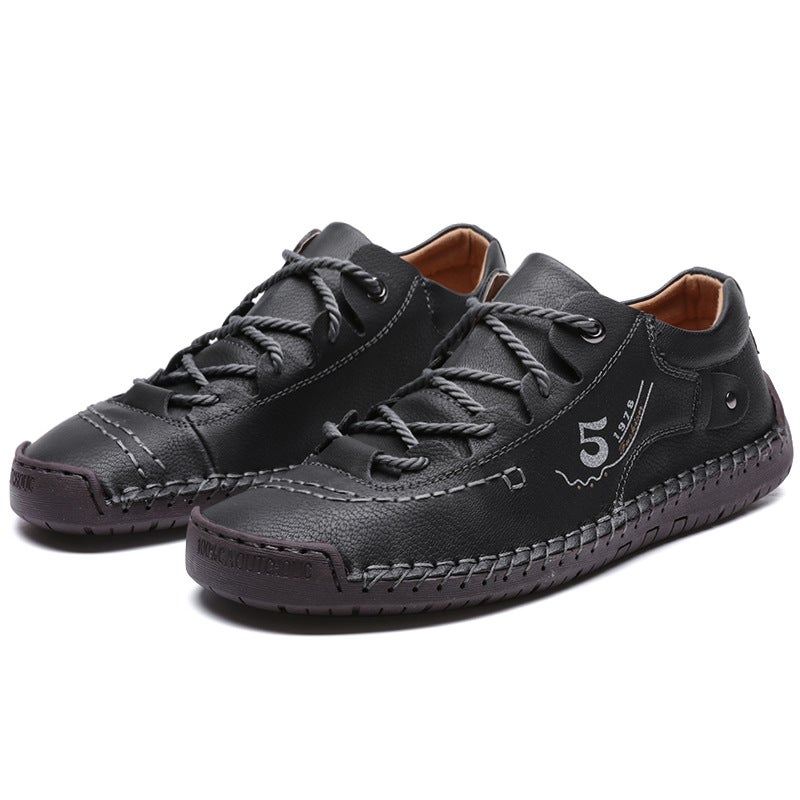 2025 Independent Station Stitching Men'S Shoes Leather Shoes Lace-Up Large Size Men'S Shoes - Image 3