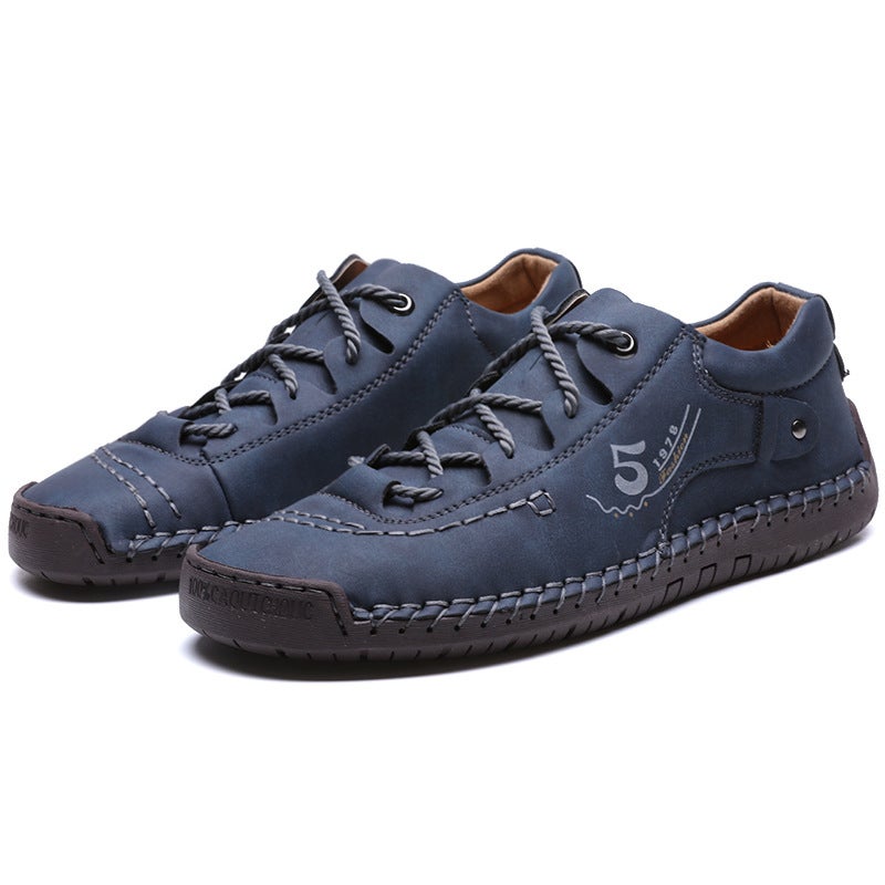 2025 Independent Station Stitching Men'S Shoes Leather Shoes Lace-Up Large Size Men'S Shoes - Image 2