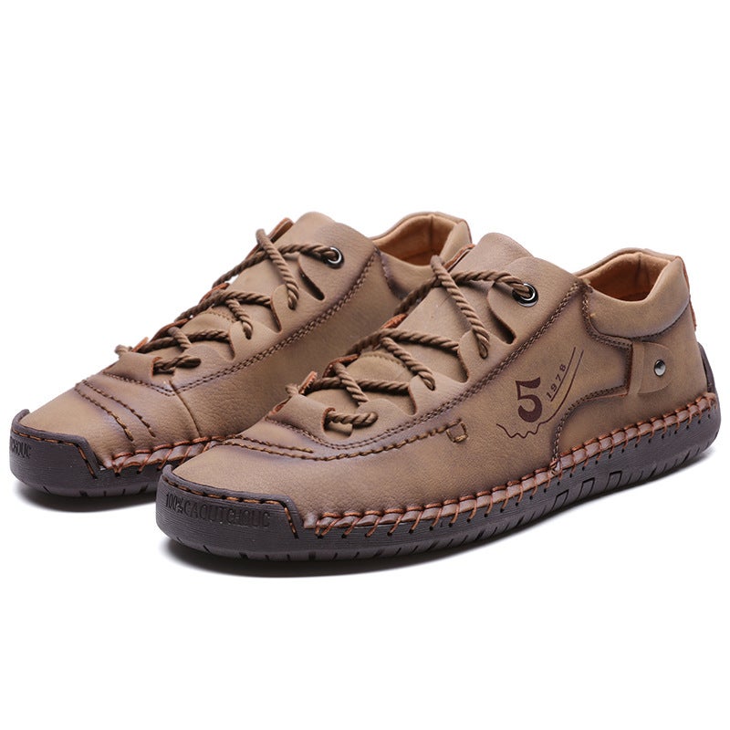 2025 Independent Station Stitching Men'S Shoes Leather Shoes Lace-Up Large Size Men'S Shoes - Image 4