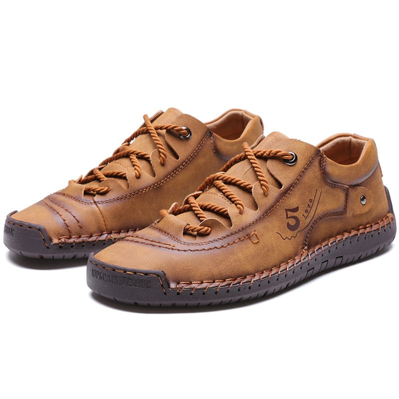 2025 Independent Station Stitching Men'S Shoes Leather Shoes Lace-Up Large Size Men'S Shoes - Image 5