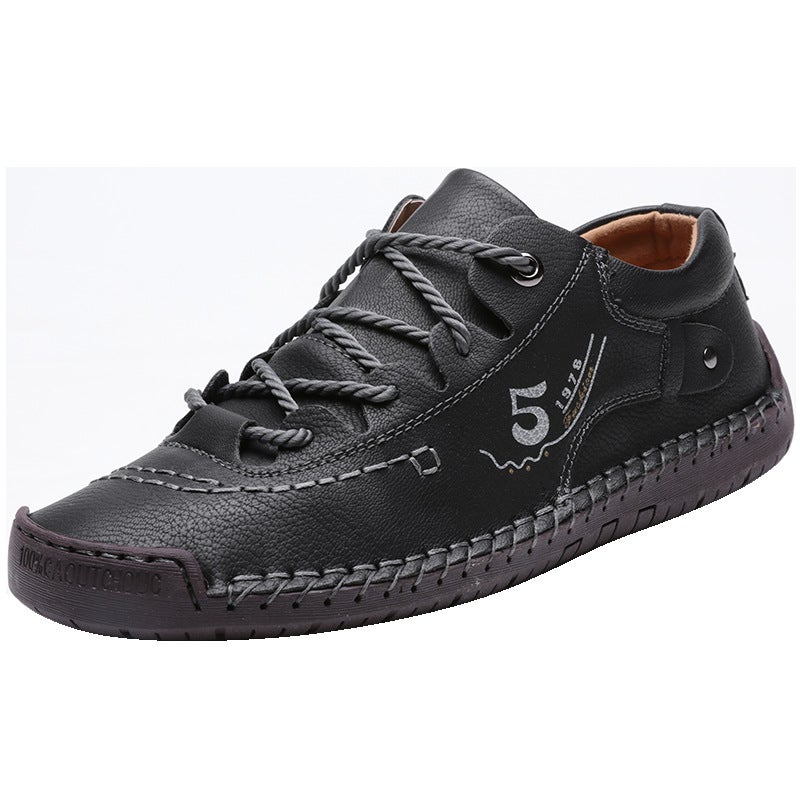 2025 Independent Station Stitching Men'S Shoes Leather Shoes Lace-Up Large Size Men'S Shoes - Image 1
