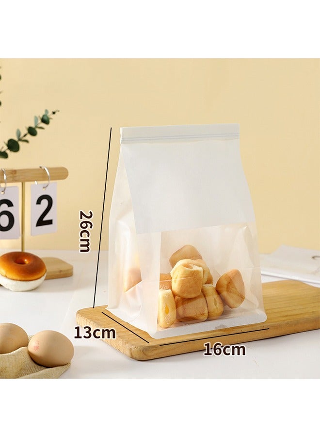 30pcs Bakery Bags with Window 16x26x13cm Tin Tie Tab Lock Kraft Tin Tie Bags Cookie Packaging Bags Paper Bread Bags Kraft Paper Bags with Window Heat Sealed Bread Bags Semi Transparent Candy Bags - Image 2