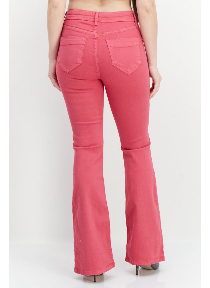 RIVER ISLAND - Women Regular Fit Wide Leg Washed Stretchable Jean, Pink - Image 1