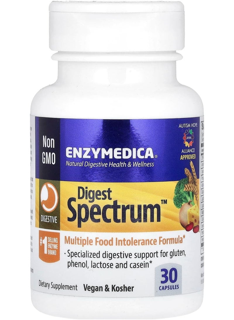 ENZYMEDICA Digest Spectrum, Multiple Food Intolerance Formula, 30 Capsules 