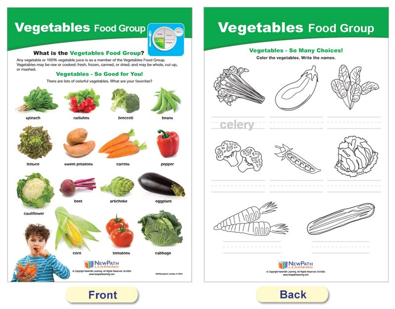 New Path Learning NewPath MyPlate - Food & Nutrition Bulletin Board Charts, Gr 1-4, Set/8 - Laminated, Double-Sided, Full-Color, 12" x 18" (94-1120) - Image 5