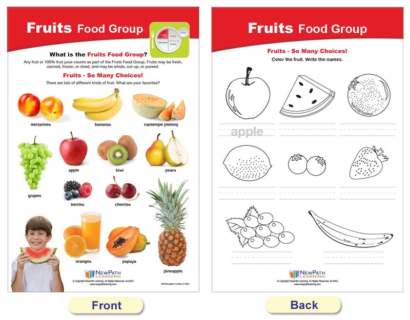 New Path Learning NewPath MyPlate - Food & Nutrition Bulletin Board Charts, Gr 1-4, Set/8 - Laminated, Double-Sided, Full-Color, 12" x 18" (94-1120) - Image 4