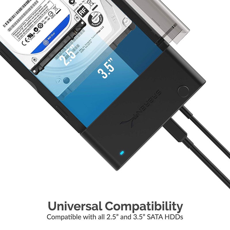 SABRENT USB 3.0 to SATA External Hard Drive Lay Flat Docking Station with Built in Cooling Fan for 2.5 or 3.5in HDD, SSD [Support UASP and 22TB] (EC-DFFN) - Image 4