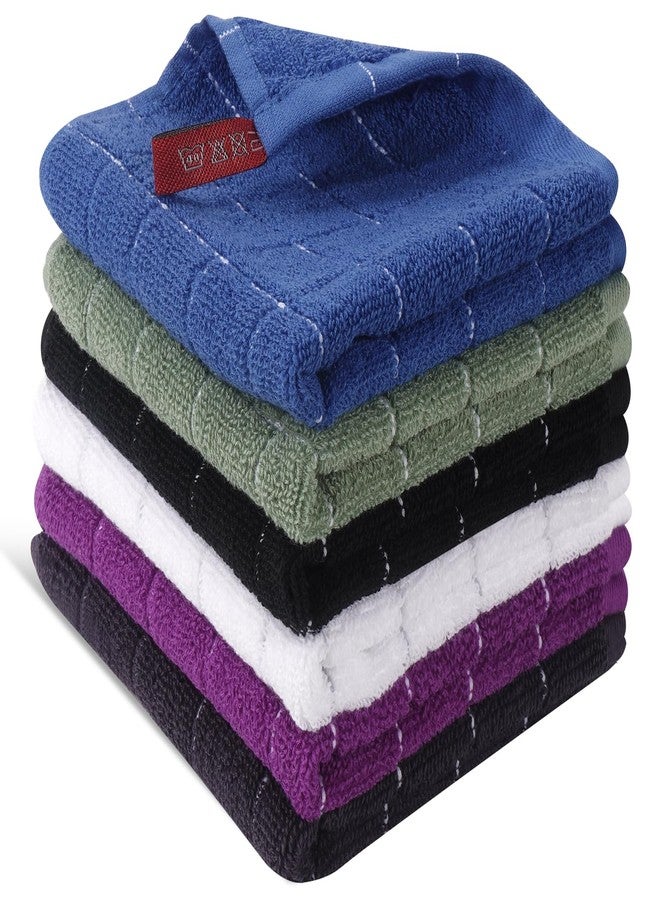INFICRIME Wash Cloth 6 Pack 100% Cotton, Soft Absorbent Washcloths for Face, Body & Bathroom, Quick Dry Small Towels for Daily Use - Image 1