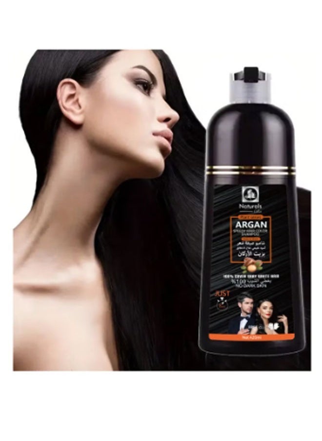 Argan Dark brown And Natural Black Hair Color Shampoo With Argan Oil 420 ml of two packages  - Image 4