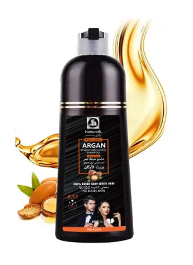 Argan Dark brown And Natural Black Hair Color Shampoo With Argan Oil 420 ml of two packages  - Image 3