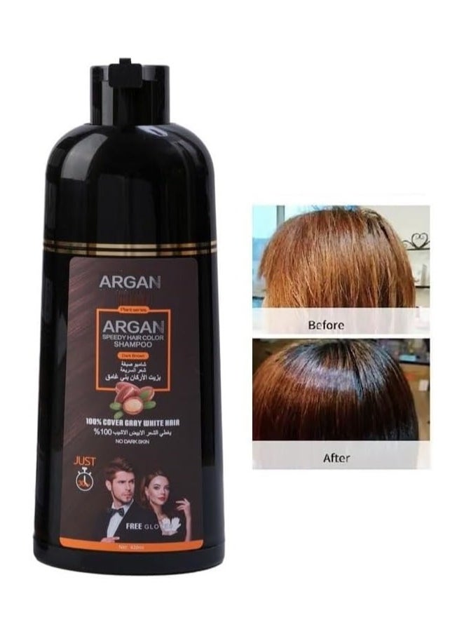 Argan Dark brown And Natural Black Hair Color Shampoo With Argan Oil 420 ml of two packages  - Image 5