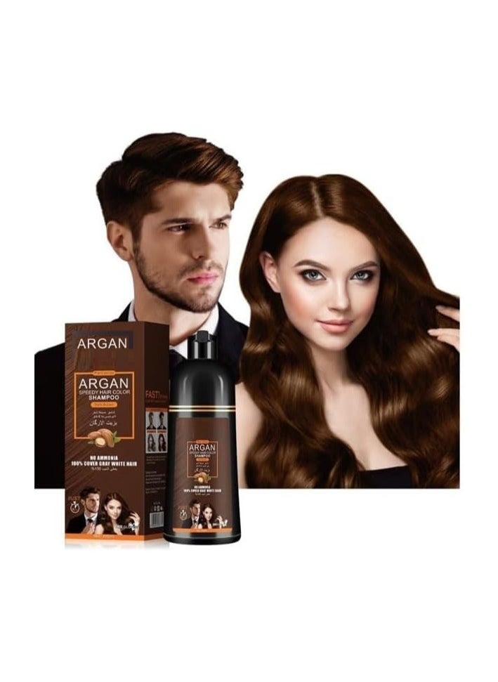 Argan Dark brown And Natural Black Hair Color Shampoo With Argan Oil 420 ml of two packages  - Image 2