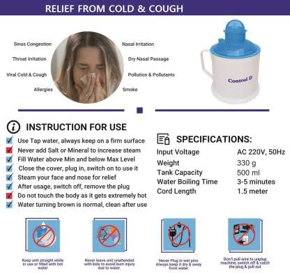 Control D Steam Vaporizer Machine, Facial Steamer, and Steam Inhaler for Cold, Cough & Sinus, Suitable for Men, Women & Kids - Image 3