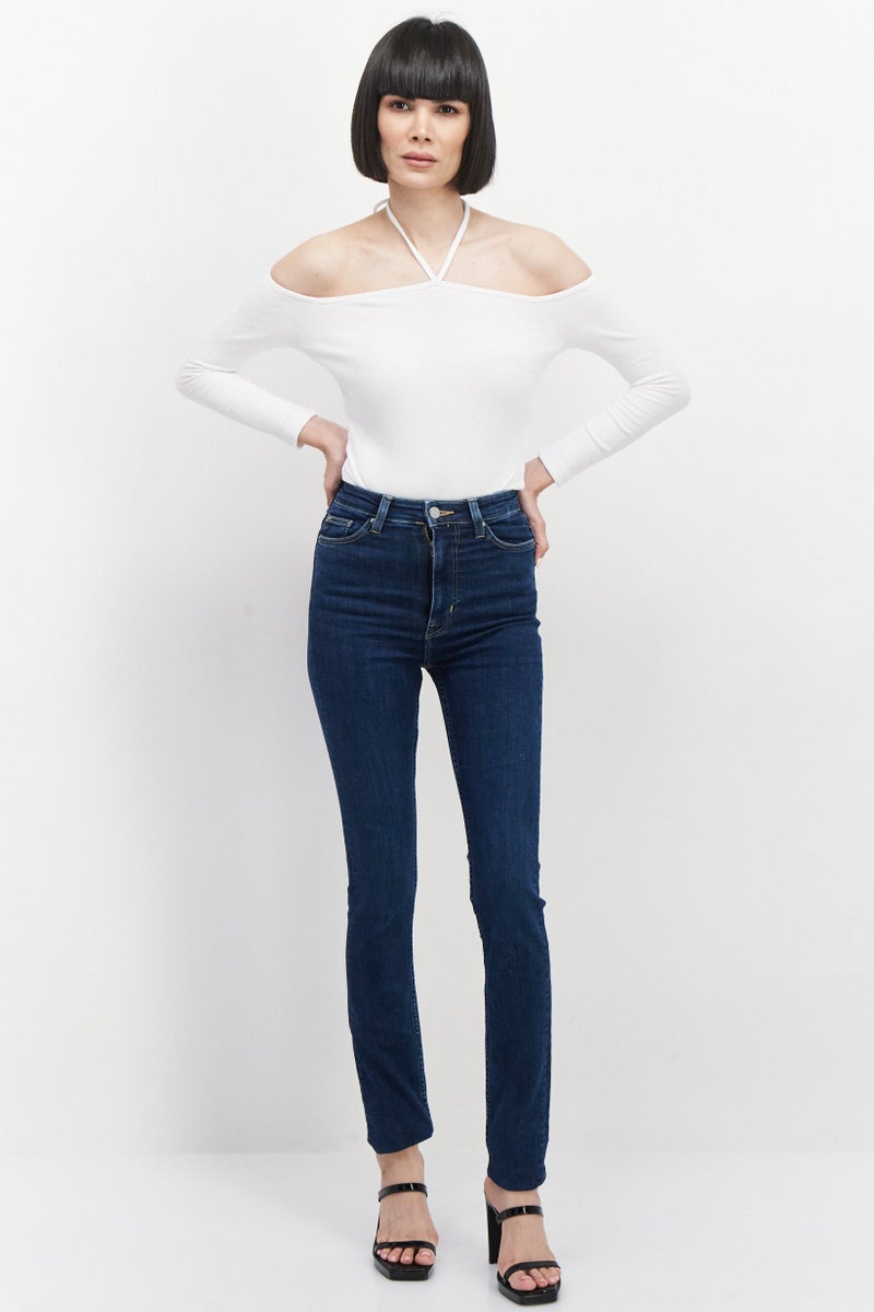 Weekday Women Skinny Fit Washed Stretchable Denim Jeans, Blue - Image 2