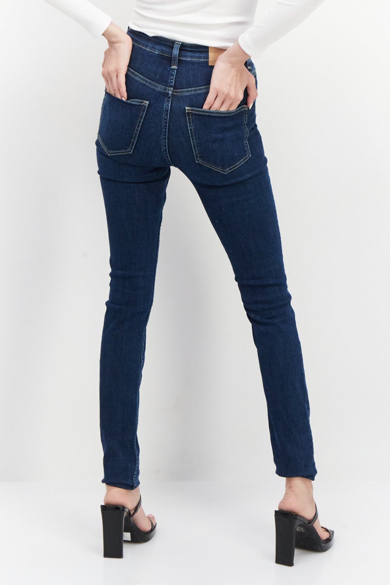 Weekday Women Skinny Fit Washed Stretchable Denim Jeans, Blue - Image 4