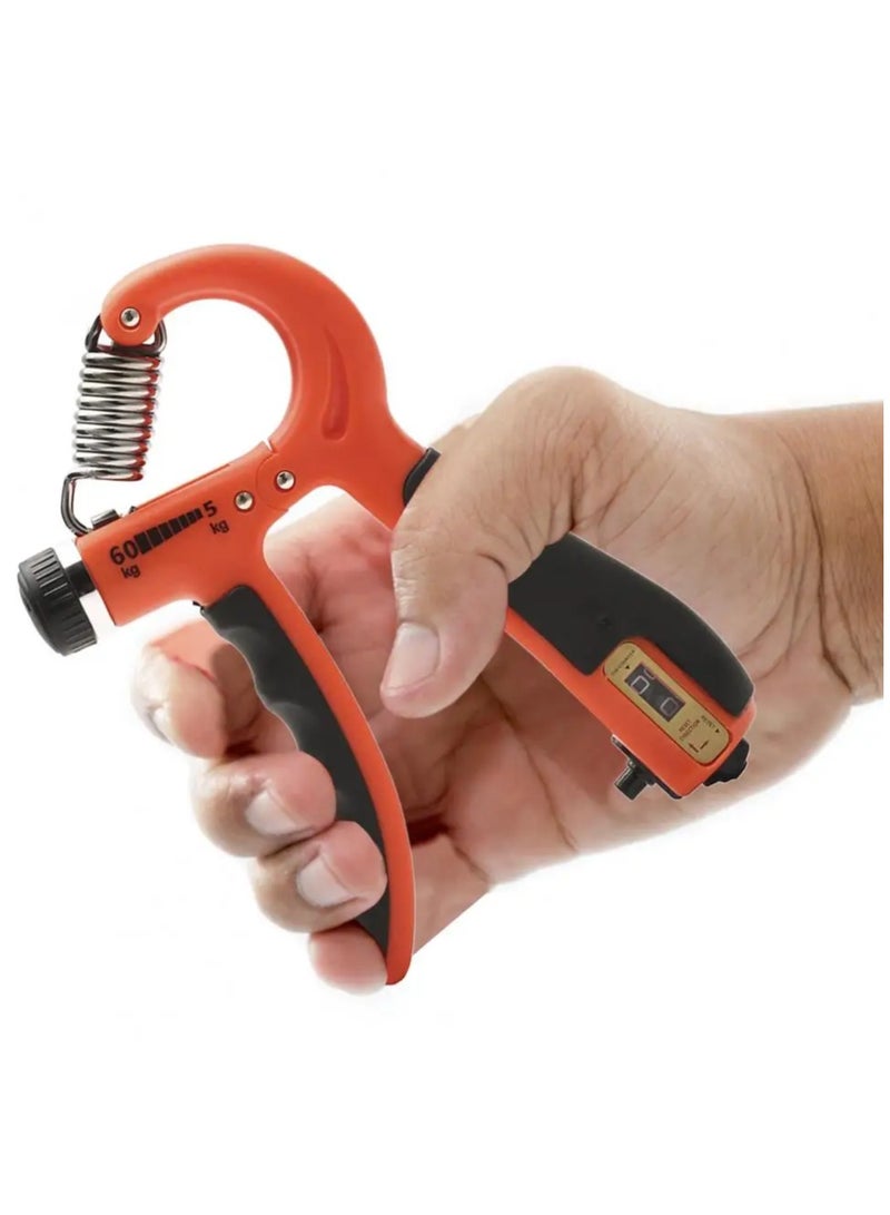 Generic 5-60Kg Adjustable High Quality Spring Hand Grip Strengthener With Counter, Black/Orange  - Image 2
