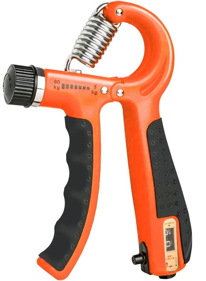 Generic 5-60Kg Adjustable High Quality Spring Hand Grip Strengthener With Counter, Black/Orange  - Image 3