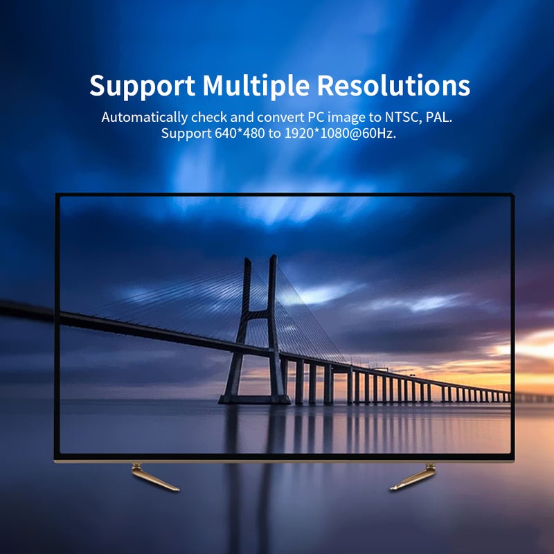 إسكدنيا محول فيديو صغير من VGA إلى AV بغلاف من مادة ABS أبيض - Image 2