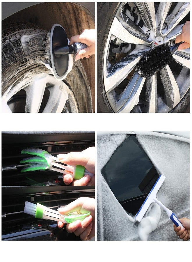 AUTODECO مجموعة أدوات غسيل السيارات من أوتوديكو، 22 قطعة، تتضمن حقيبة قماشية سوداء، دلو قابل للطي، قفاز غسيل، مناشف إسفنجية، فرشاة إطارات، مكشطة زجاج، ومنفضة غبار، طقم كامل للعناية الداخلية بالسيارة - Image 5