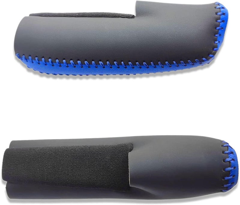 SUNBREATH Black Blue Leather Hand-Stitched Handbrake Protector Cover - Image 2
