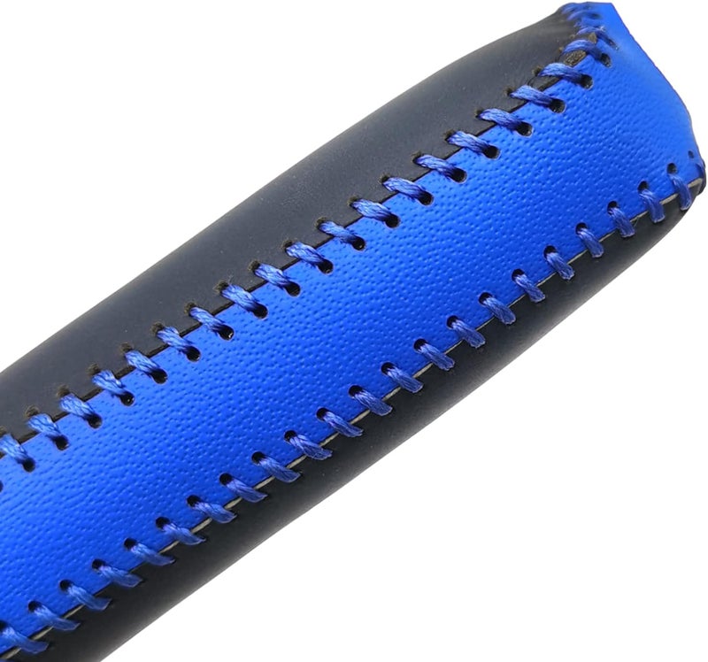 SUNBREATH Black Blue Leather Hand-Stitched Handbrake Protector Cover - Image 3